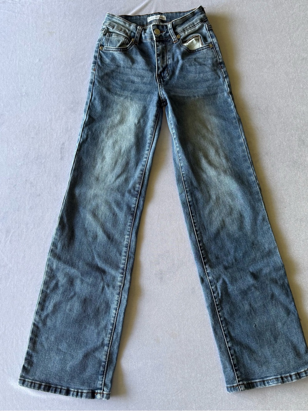 LoveSoho Classic Wide-Leg Flare Jeans in Faded Blue Size 0